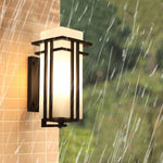 Outdoor Sconce Iron Frosted Glass E26 Socket Weatherproof Matte Black 60W Entryway Porch Garden Wall-Mount Fixture for Exterior Lighting