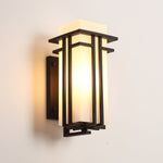 Outdoor Sconce Iron Frosted Glass E26 Socket Weatherproof Matte Black 60W Entryway Porch Garden Wall-Mount Fixture for Exterior Lighting