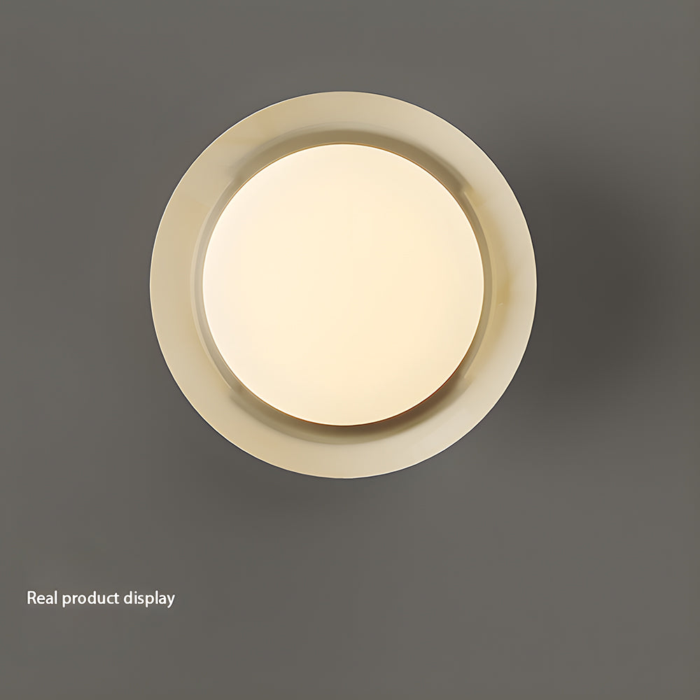 Flush Mount LED Fixture Metal Shell 18-Inch Green Brown Finish for Bedroom Living Room Dining Room Hallway Modern Retro Ambience Lighting