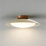 Flush Mount LED Fixture Metal Shell 18-Inch Green Brown Finish for Bedroom Living Room Dining Room Hallway Modern Retro Ambience Lighting