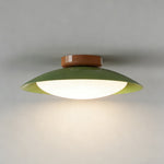Flush Mount LED Fixture Metal Shell 18-Inch Green Brown Finish for Bedroom Living Room Dining Room Hallway Modern Retro Ambience Lighting