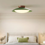 Flush Mount LED Fixture Metal Shell 18-Inch Green Brown Finish for Bedroom Living Room Dining Room Hallway Modern Retro Ambience Lighting