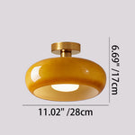 Amber Glass Globe Ceiling Light 11 Inch Dome Shade for Kitchen Island Dining Table Bedroom Brass Iron Fixture E27 Socket