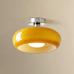 Amber Glass Globe Ceiling Light 11 Inch Dome Shade for Kitchen Island Dining Table Bedroom Brass Iron Fixture E27 Socket
