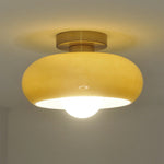 Semi Flush Mount Ceiling Light Fixture 11 in Glass Shade for Bedroom Living Room Hallway Indoor Lighting Chrome Gold Finish
