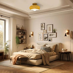 Semi Flush Mount Ceiling Light Fixture 11 in Glass Shade for Bedroom Living Room Hallway Indoor Lighting Chrome Gold Finish