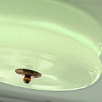Handcrafted Glass Flush Mount Ceiling Light 16 in White Gold Finish for Dining Room Bedroom Kitchen Overhead Lighting Fixture Vintage Style