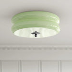 Handcrafted Glass Flush Mount Ceiling Light 16 in White Gold Finish for Dining Room Bedroom Kitchen Overhead Lighting Fixture Vintage Style