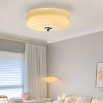 Handcrafted Glass Flush Mount Ceiling Light 16 in White Gold Finish for Dining Room Bedroom Kitchen Overhead Lighting Fixture Vintage Style