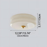 Handcrafted Glass Flush Mount Ceiling Light 16 in White Gold Finish for Dining Room Bedroom Kitchen Overhead Lighting Fixture Vintage Style