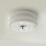 Handcrafted Glass Flush Mount Ceiling Light 16 in White Gold Finish for Dining Room Bedroom Kitchen Overhead Lighting Fixture Vintage Style