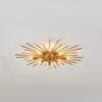 Multi-Bulb Metal Flush Mount Fixture 28 Inch Industrial Overhead Lighting for Dining Room Living Room Bedroom Hallway Contemporary Open Fram