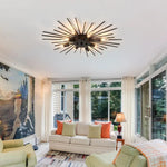 Multi-Bulb Metal Flush Mount Fixture 28 Inch Industrial Overhead Lighting for Dining Room Living Room Bedroom Hallway Contemporary Open Fram