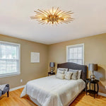 Multi-Bulb Metal Flush Mount Fixture 28 Inch Industrial Overhead Lighting for Dining Room Living Room Bedroom Hallway Contemporary Open Fram