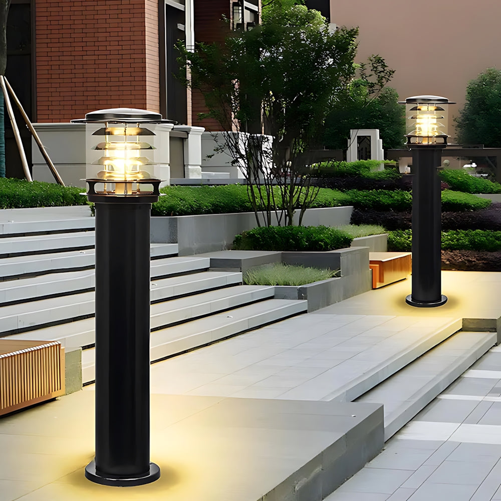 Weather-Resistant Pathway Bollard Light 6-in Aluminum Post Lamp for Driveways Gardens Patios IP65 Waterproof Outdoor Standing Light E26 Sock