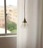 Glass Drop Pendant with Brass Hardware – Hanging Light for Countertops & Tables – Adjustable Suspension – E26 Socket – Transparent Dome Fixt