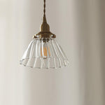 Glass Drop Pendant with Brass Hardware – Hanging Light for Countertops & Tables – Adjustable Suspension – E26 Socket – Transparent Dome Fixt