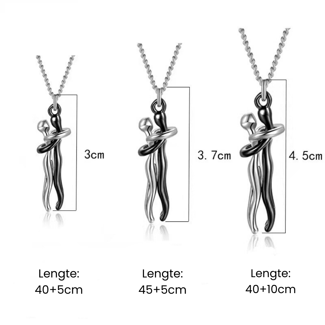 Embrace Necklace Pendant Couple Gift Adjustable Chain Stainless Steel Jewelry for Women Men Anniversary Valentine's Day