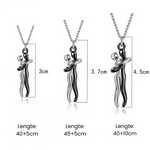 Embrace Necklace Pendant Couple Gift Adjustable Chain Stainless Steel Jewelry for Women Men Anniversary Valentine's Day