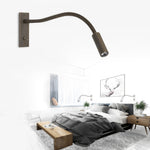 Flexible Gooseneck LED Reading Sconce 14 in Aluminum Indoor Wall Light for Bedroom Hallway Study Modern Task Lighting Push Button Switch