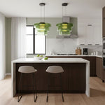 Tiered Glass Pendant Ceiling Fixture LED Multi-Level Hanging Light for Kitchen Island Dining Room Modern Layered Chandelier Adjustable Heigh