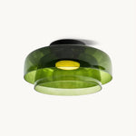 Multi-Tier Glass LED Overhead Light 13–16 Inch Green for Bedroom Living Room Hallway Contemporary Flush Mount Fixture 10W Dimmable