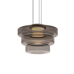 Tiered Glass Pendant Ceiling Fixture LED Multi-Level Hanging Light for Kitchen Island Dining Room Modern Layered Chandelier Adjustable Heigh