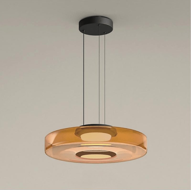 Tiered Glass Pendant Ceiling Fixture LED Multi-Level Hanging Light for Kitchen Island Dining Room Modern Layered Chandelier Adjustable Heigh