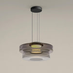 Tiered Glass Pendant Ceiling Fixture LED Multi-Level Hanging Light for Kitchen Island Dining Room Modern Layered Chandelier Adjustable Heigh