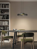 Tiered Glass Pendant Ceiling Fixture LED Multi-Level Hanging Light for Kitchen Island Dining Room Modern Layered Chandelier Adjustable Heigh