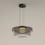 Tiered Glass Pendant Ceiling Fixture LED Multi-Level Hanging Light for Kitchen Island Dining Room Modern Layered Chandelier Adjustable Heigh