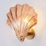 Sconce with Organic Shell-Shaped Shade – 10 Inch Brass & Glass Fixture for Bedside, Hallway, Powder Room – Subtle Glow