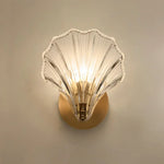 Sconce with Organic Shell-Shaped Shade – 10 Inch Brass & Glass Fixture for Bedside, Hallway, Powder Room – Subtle Glow