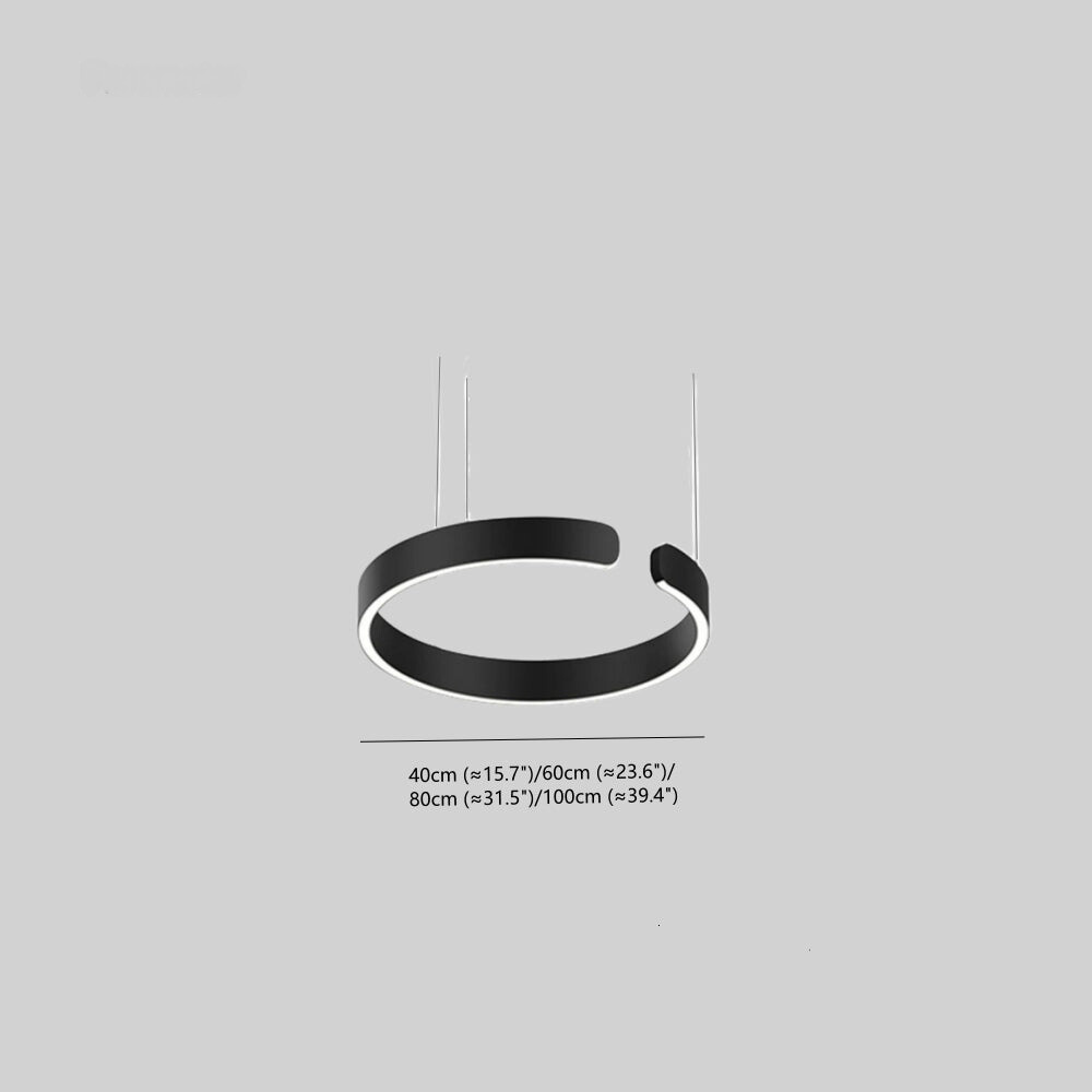 Circular LED Ceiling Fixture Aluminum Ring 20 in Adjustable Height for Kitchen Island Dining Area Foyer Modern Suspended Halo Light Energy-E