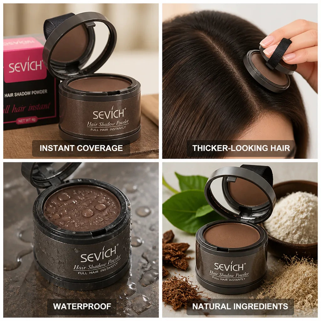 Hair Concealer Powder Instant Root Coverage Water-Resistant Natural Fibers