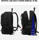 Travel Backpack Expandable 60L Padded Laptop & Built-In USB