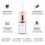 Water Flosser Cordless Rechargeable Interchangeable Nozzle Tips