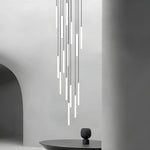 Adjustable Height LED Chandelier for Staircase & Foyer – Iron & Acrylic Multi-Light Fixture, 47–118 in Drop, 5–18 Bulb Configurations for En