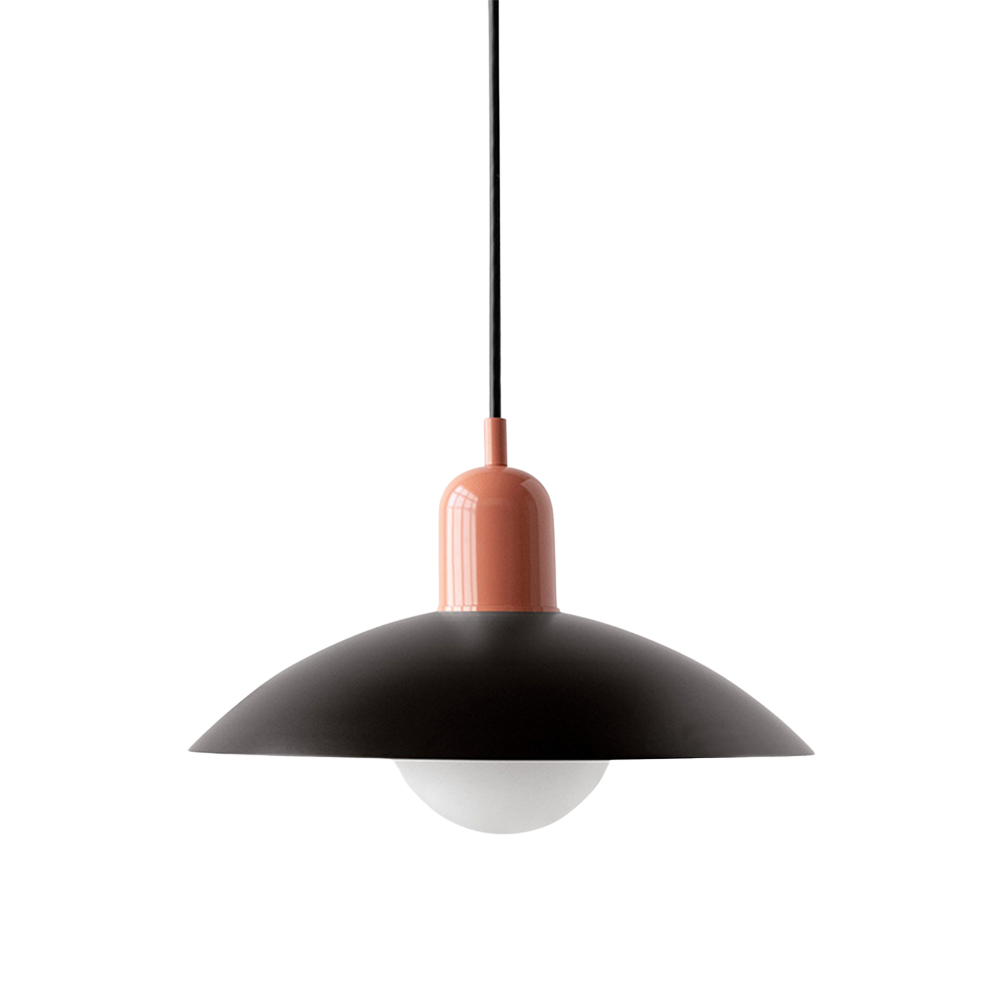 Iron Dome Pendant Light 12.6 in Adjustable Cable Warm LED Kitchen Island Dining Room Overhead Fixture Modern Two-Tone Hanging Lamp for Conte