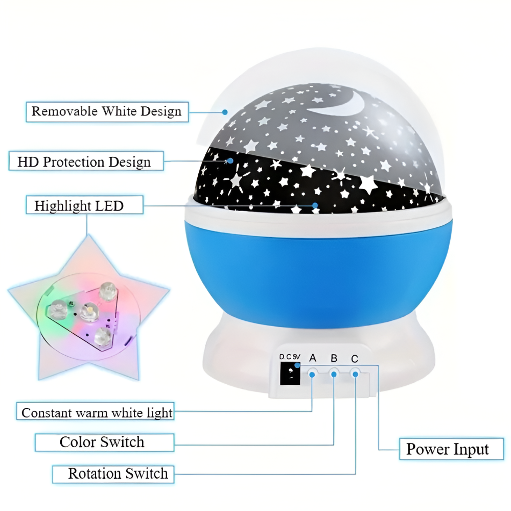 Colorful Star Night Light Projector with Changing Colors