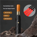 Windproof Auto-Open Compact Umbrella with Wood Grip for Rain & Travel – Large Canopy Folding Design for Golf, Commute & Everyday Storm