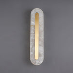 Alabaster Wall Sconce with Brass Accents – Modern LED Fixture for Living Room, Hallway & Bedroom