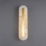 Alabaster Wall Sconce with Brass Accents – Modern LED Fixture for Living Room, Hallway & Bedroom