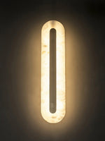 Alabaster Wall Sconce with Brass Accents – Modern LED Fixture for Living Room, Hallway & Bedroom