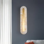Alabaster Wall Sconce with Brass Accents – Modern LED Fixture for Living Room, Hallway & Bedroom