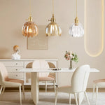 Hanging Glass Ceiling Fixture Floral Petal Shade 10 Inch E27 Socket Modern Kitchen Dining Room Overhead Lighting for Islands Counters Nooks