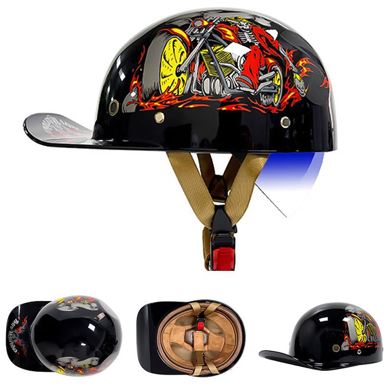 Motorcycle Helmets DOT Approved Cap Style, Lightweight Helmet with Anti UV Inner Visor, Baseball Cap Helmet with Visor