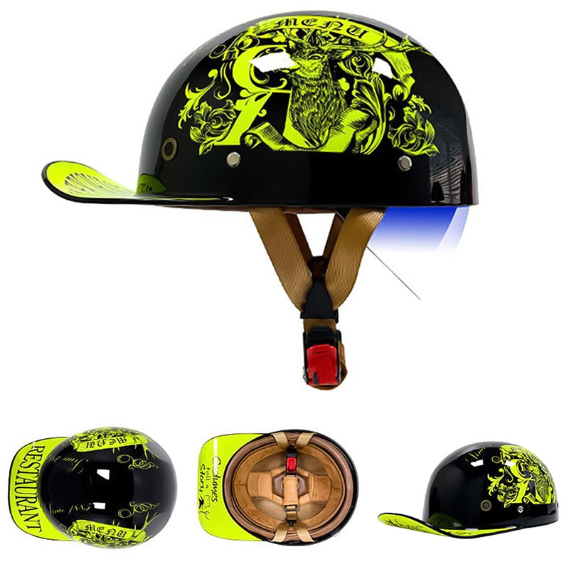 Motorcycle Helmets DOT Approved Cap Style, Lightweight Helmet with Anti UV Inner Visor, Baseball Cap Helmet with Visor