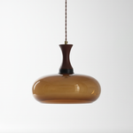 Hanging Light Fixture with Amber Glass Shade 7 Inch Diameter Adjustable Cord for Kitchen Islands Dining Tables Breakfast Bars Modern Farmhou