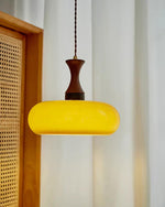 Hanging Light Fixture with Amber Glass Shade 7 Inch Diameter Adjustable Cord for Kitchen Islands Dining Tables Breakfast Bars Modern Farmhou